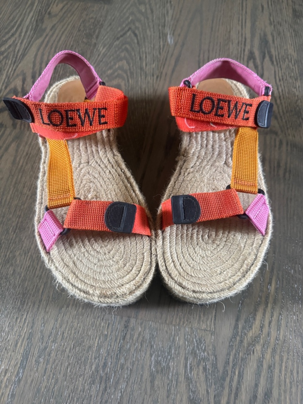 Loewe Colorblock Pink & Orange Strappy Sandals 39